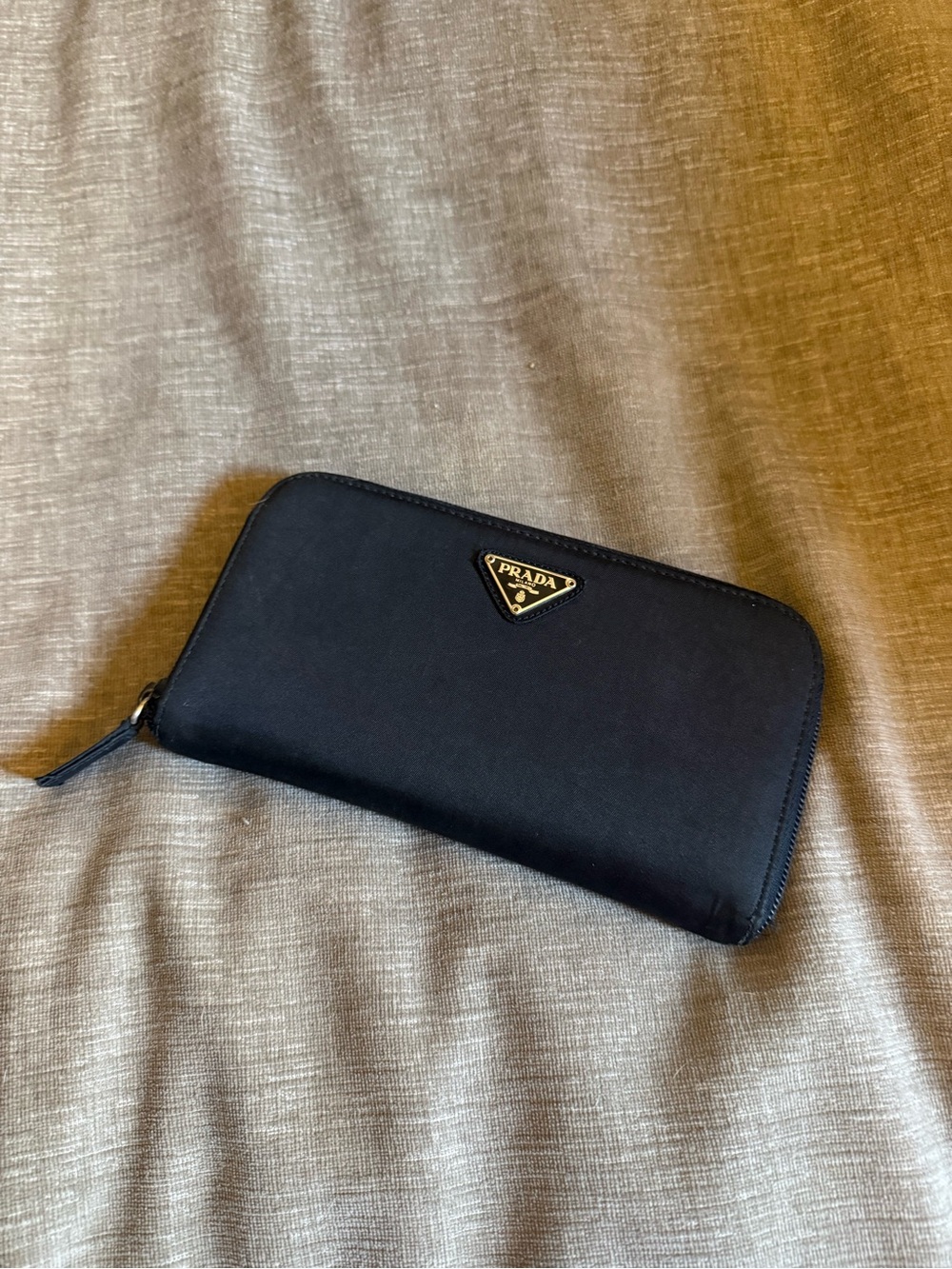 Prada Black Zip-Around Saffiano Card Holder Wallet